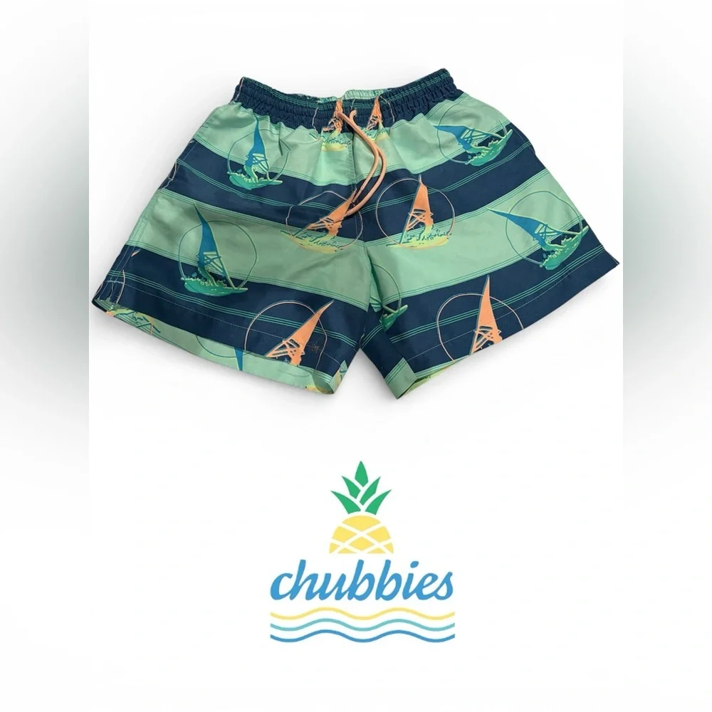 Men’s- Sz Lg- Chubbies- Sailboat Print Swim Trunks- EUC​